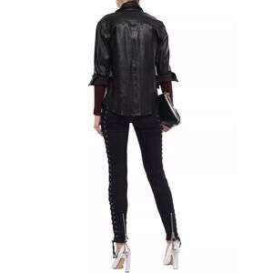 FAITH CONNEXION Ladies Laced Up Biker Jeans Black Size 28
